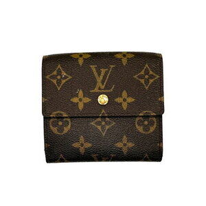 Louis Vuitton Portefeuille Wallet Elise Double Hook Bifold Canvas Brown